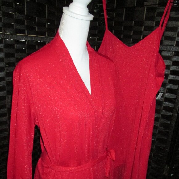 I.N.C. International Concepts 2-Pc. Sparkle Robe & Chemise Set Infrared NWT - Picture 3 of 10